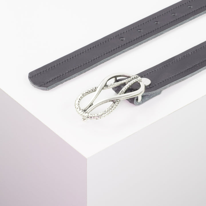 Ledergürtel 3cm mit Schnalle Havanna silber matt navi Reißverschluss