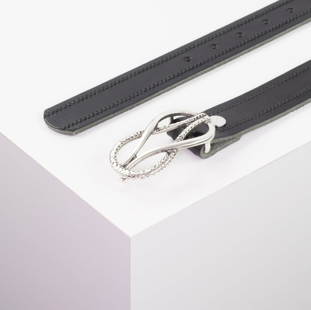 Ledergürtel 3cm mit Schnalle Havanna silber matt schwarz Reißverschluss