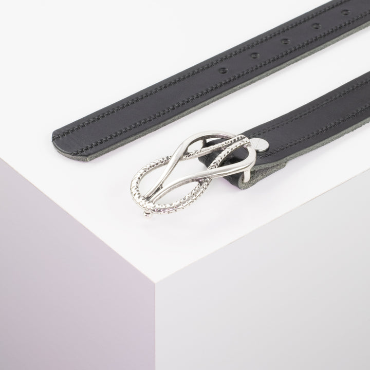 Ledergürtel 3cm mit Schnalle Havanna silber matt schwarz Reißverschluss