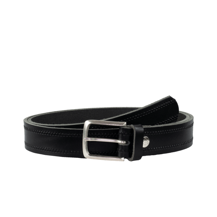 Ledergürtel 3cm mit Schnalle Perth silber schwarz Reißverschluss