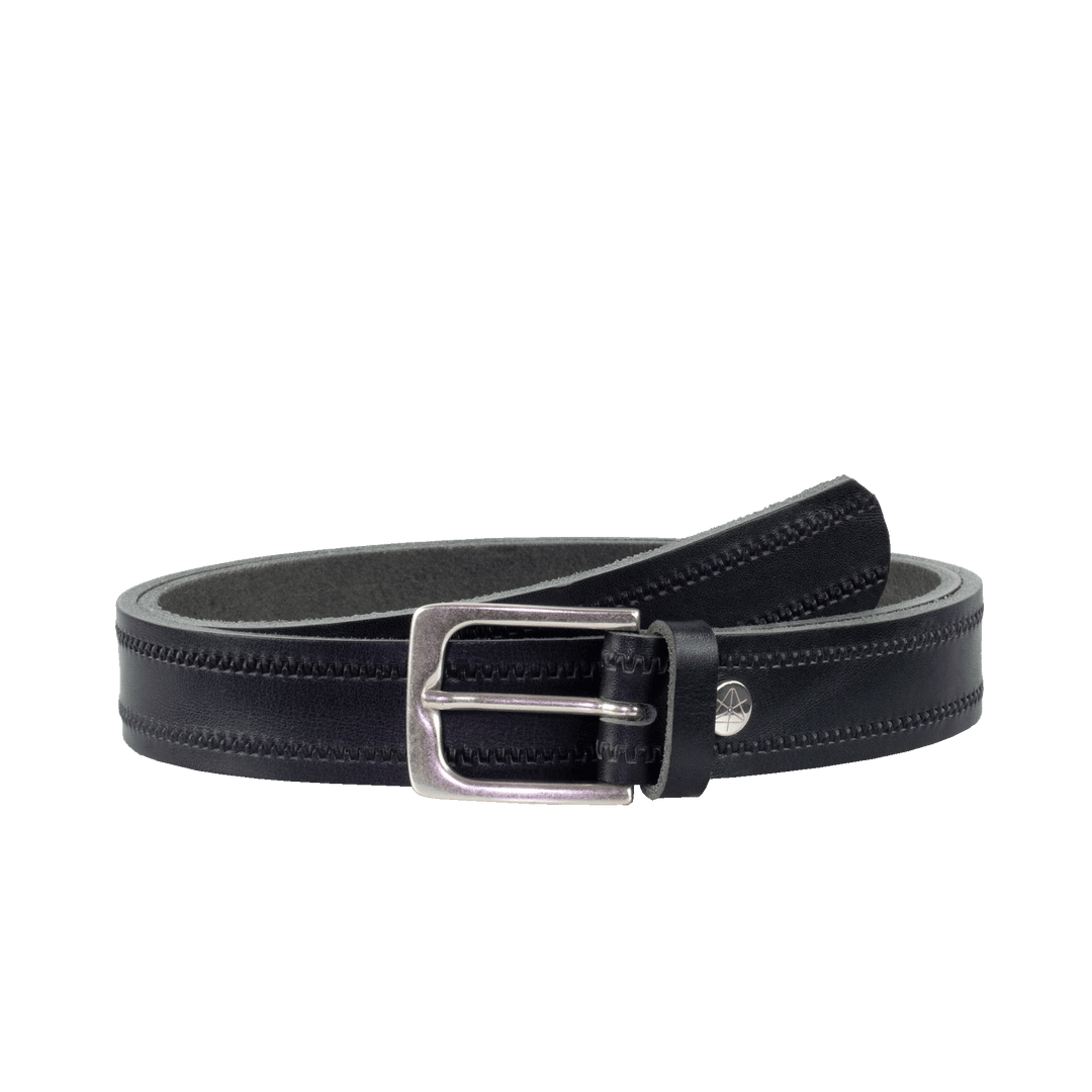 Ledergürtel 3cm mit Schnalle Caracas silber navi Reißverschluss