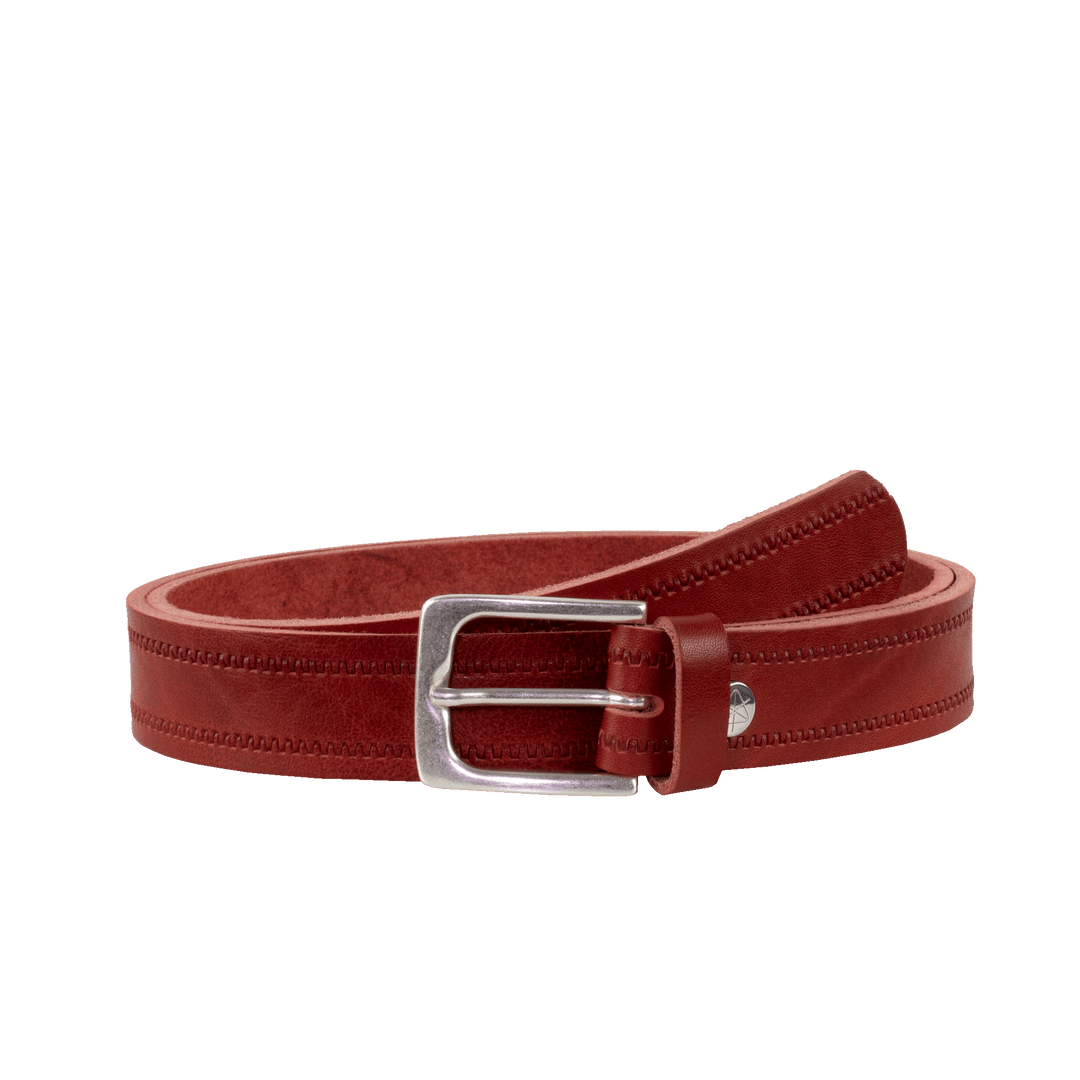 Ledergürtel 3cm mit Schnalle Caracas silber rot Reißverschluss
