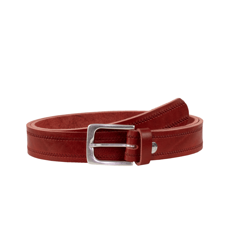 Ledergürtel 3cm mit Schnalle Caracas silber rot Reißverschluss