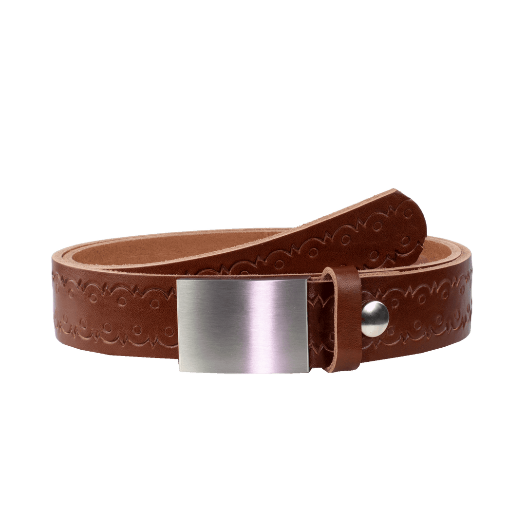 Ledergürtel 3,5cm mit Schnalle London cognac Lochwelle