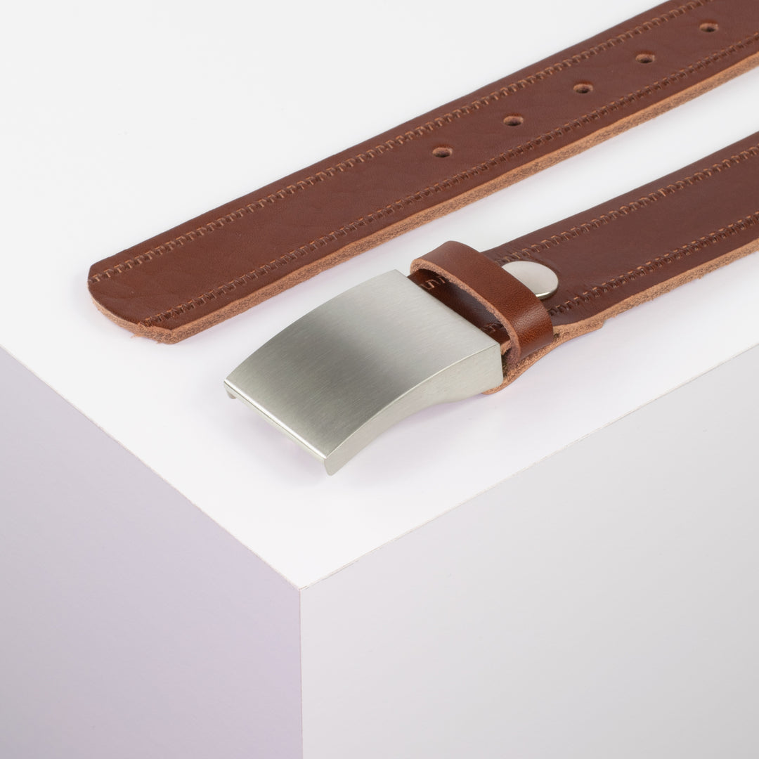 Ledergürtel 3,5cm mit Schnalle London cognac Reißverschluss