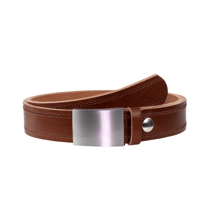 Ledergürtel 3,5cm mit Schnalle London cognac Reißverschluss