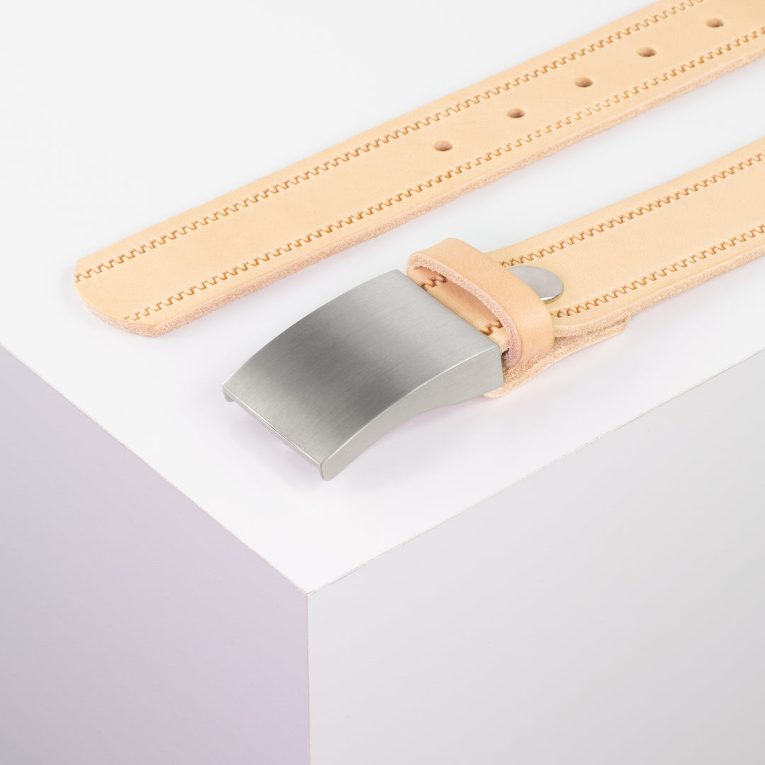 Ledergürtel 3,5cm mit Schnalle London natur Reißverschluss