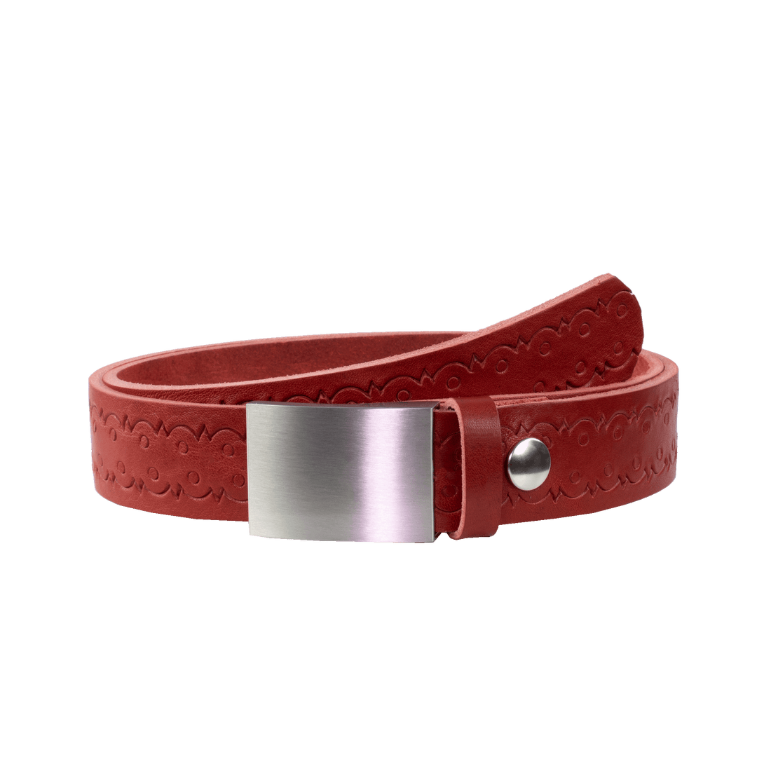 Ledergürtel 3,5cm mit Schnalle London rot Lochwelle