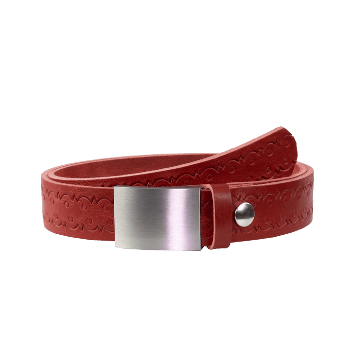 Ledergürtel 3,5cm mit Schnalle London rot Lochwelle