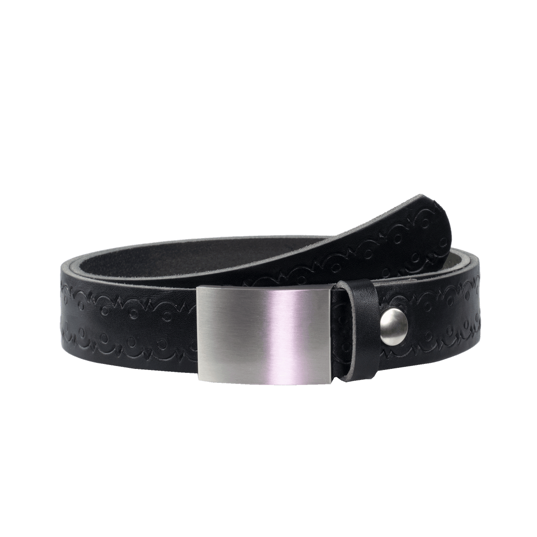 Ledergürtel 3,5cm mit Schnalle London schwarz Lochwelle