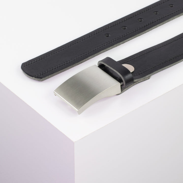 Ledergürtel 3,5cm mit Schnalle London schwarz Reißverschluss