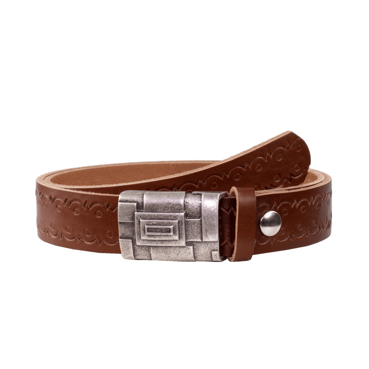 Ledergürtel 3,5cm mit Schnalle Athen silber cognac Lochwelle