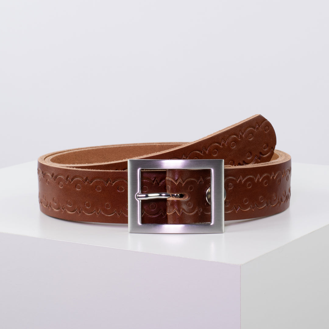 Ledergürtel 3,5cm mit Schnalle Sydney cognac Lochwelle