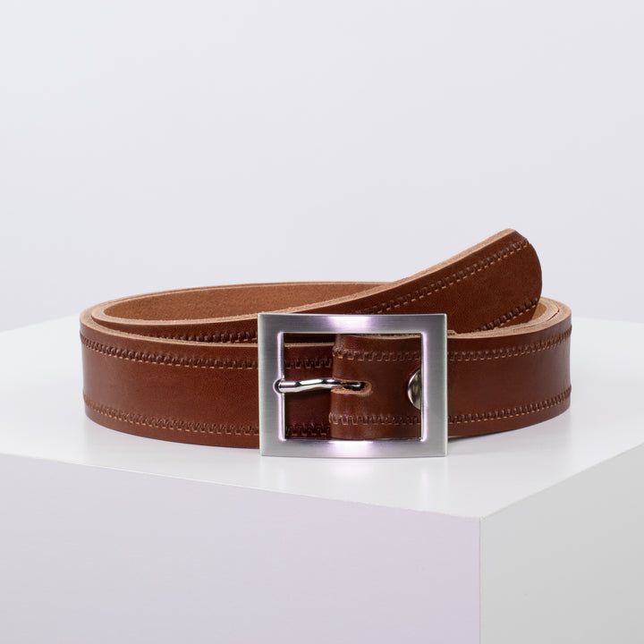 Ledergürtel 3,5cm mit Schnalle Sydney cognac Reißverschluss
