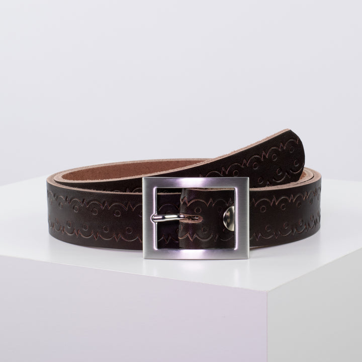 Ledergürtel 3,5cm mit Schnalle Sydney dunkelbraun Lochwelle