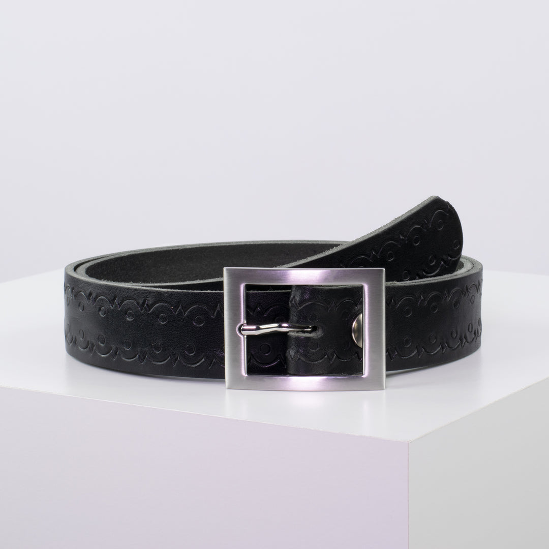 Ledergürtel 3,5cm mit Schnalle Sydney schwarz Lochwelle
