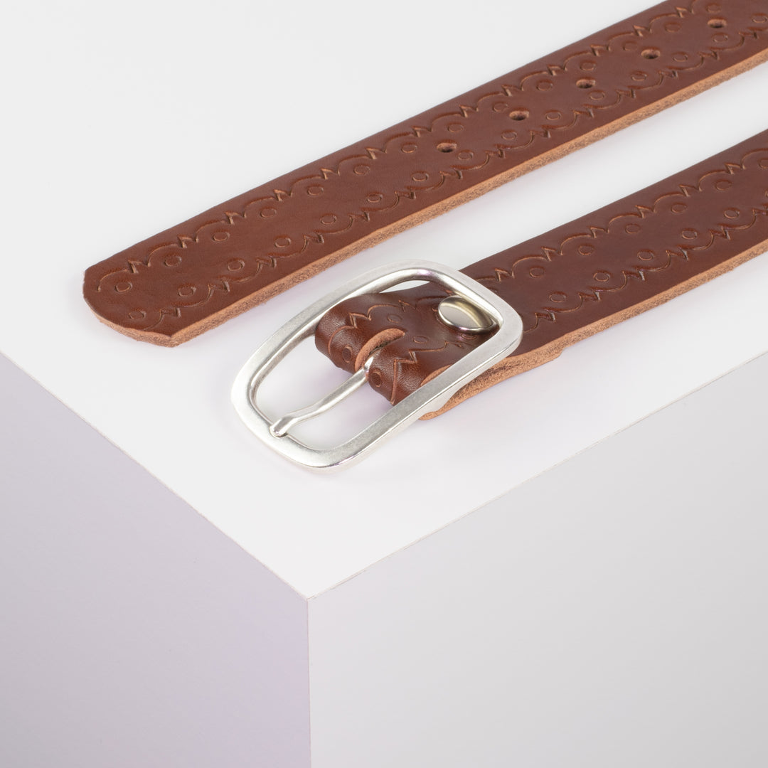 Ledergürtel 3,5cm mit Schnalle Vienna cognac Lochwelle