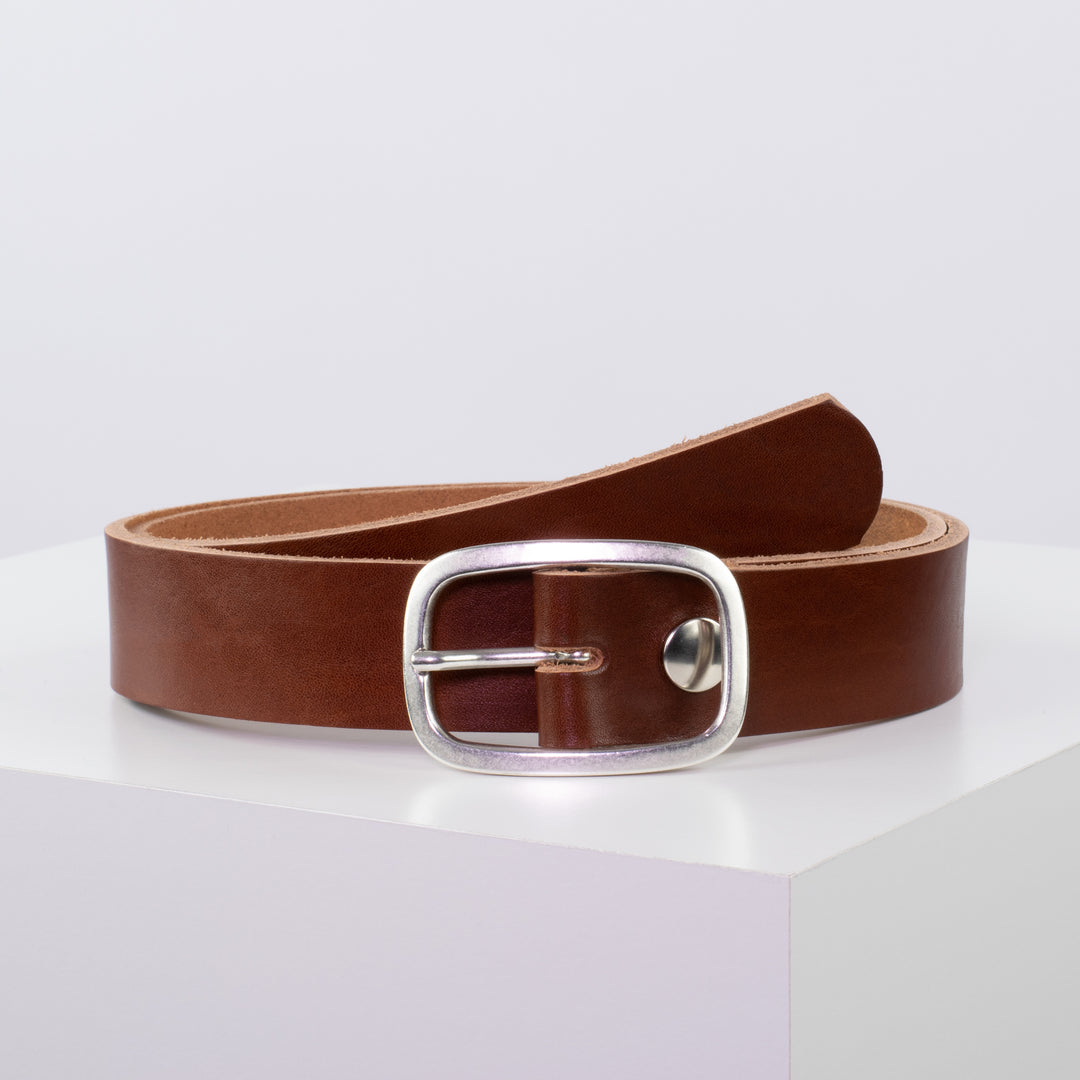 Ledergürtel 3,5cm mit Schnalle Vienna cognac ohne Muster