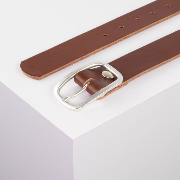 Ledergürtel 3,5cm mit Schnalle Vienna cognac ohne Muster