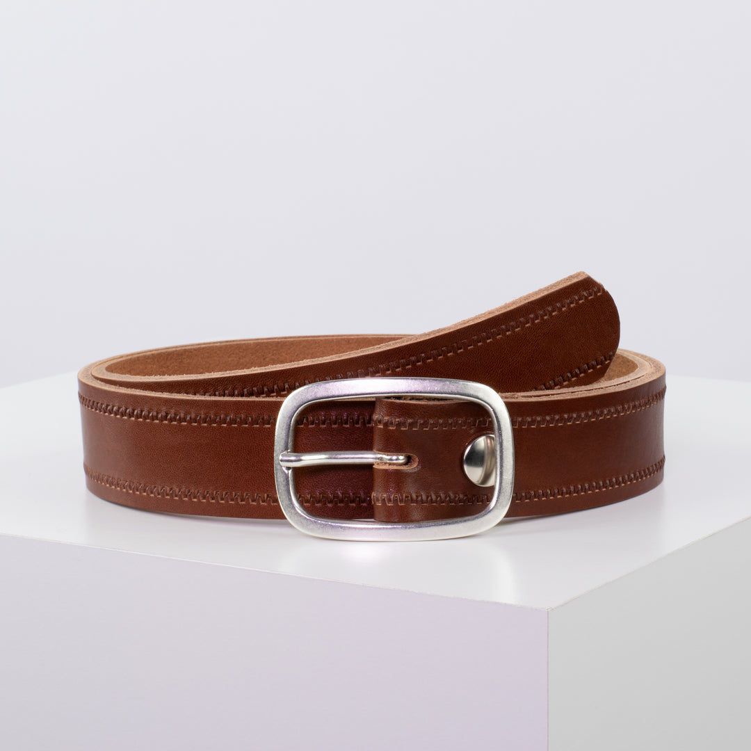 Ledergürtel 3,5cm mit Schnalle Vienna cognac Reißverschluss