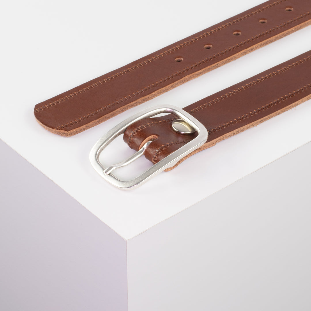 Ledergürtel 3,5cm mit Schnalle Vienna cognac Reißverschluss