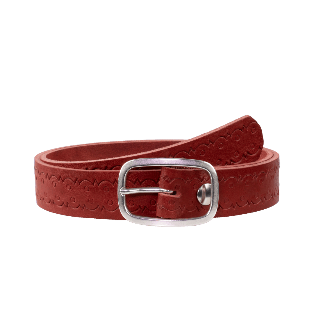 Ledergürtel 3,5cm mit Schnalle Vienna rot Lochwelle
