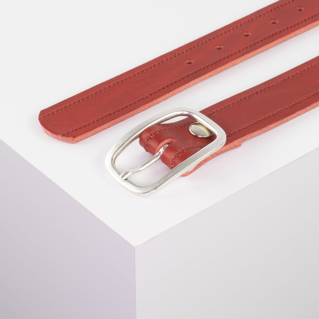 Ledergürtel 3,5cm mit Schnalle Vienna rot Reißverschluss