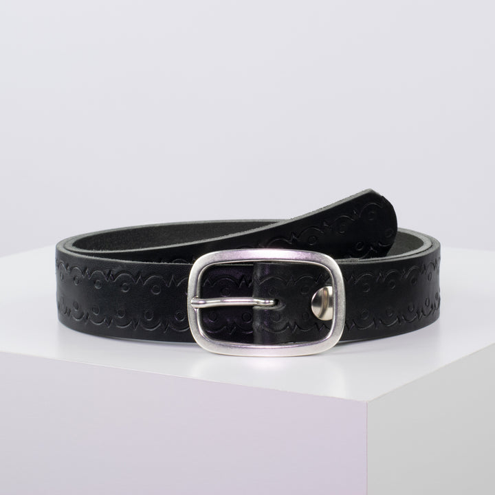 Ledergürtel 3,5cm mit Schnalle Vienna schwarz Lochwelle