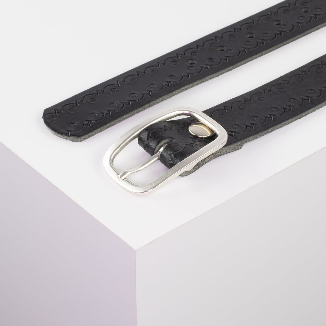 Ledergürtel 3,5cm mit Schnalle Vienna schwarz Lochwelle