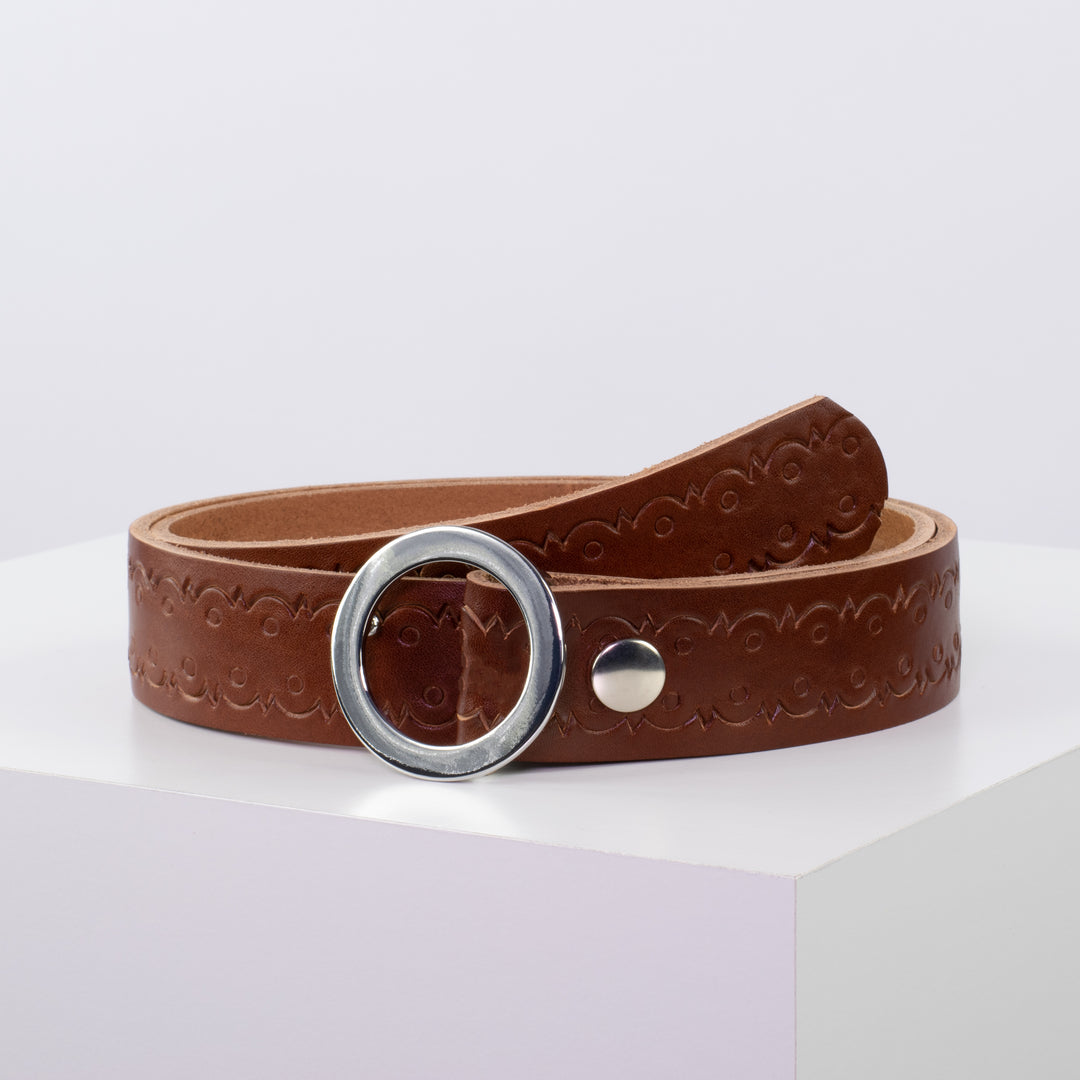 Ledergürtel 3,5cm mit Schnalle Ronda cognac Lochwelle