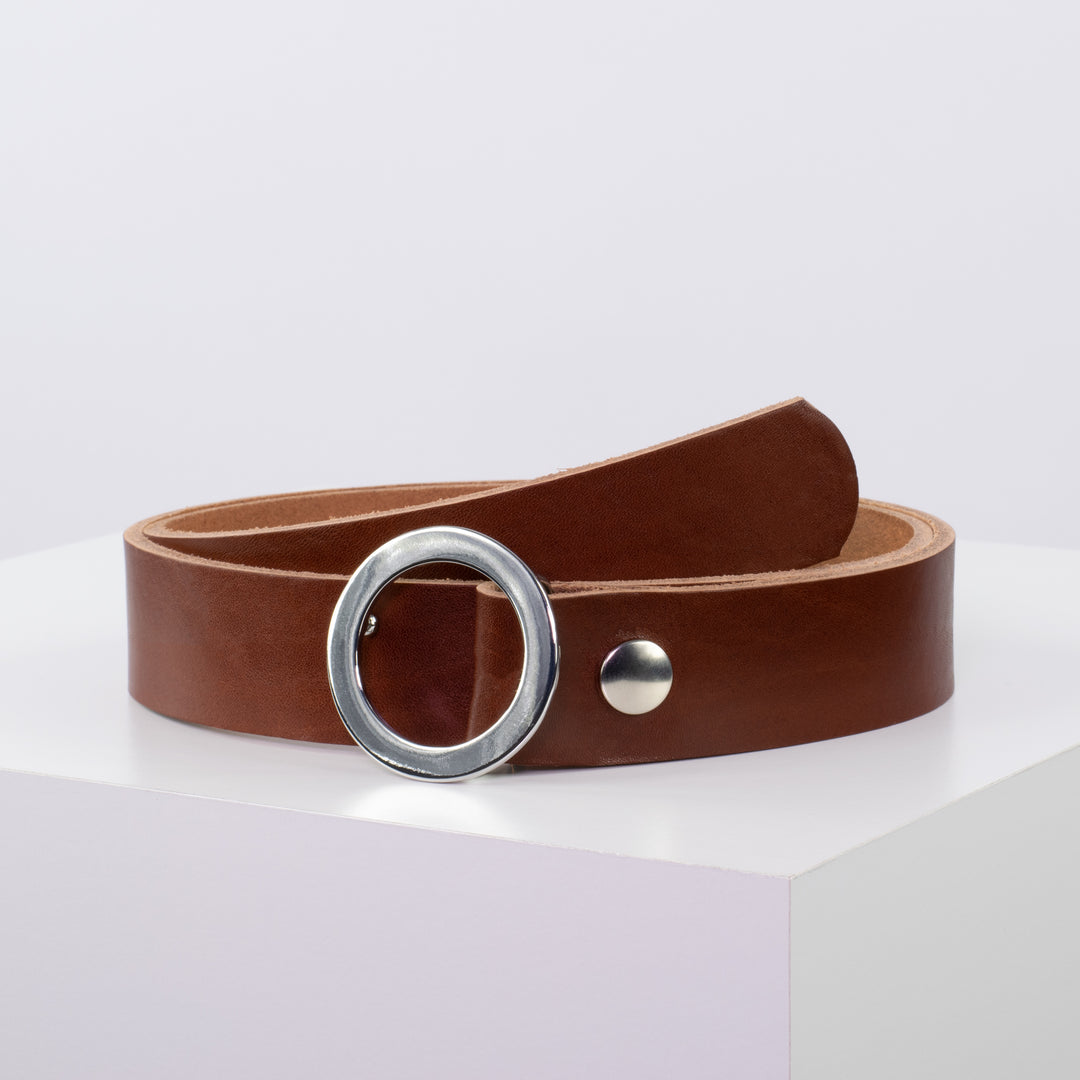 Ledergürtel 3,5cm mit Schnalle Ronda cognac ohne Muster