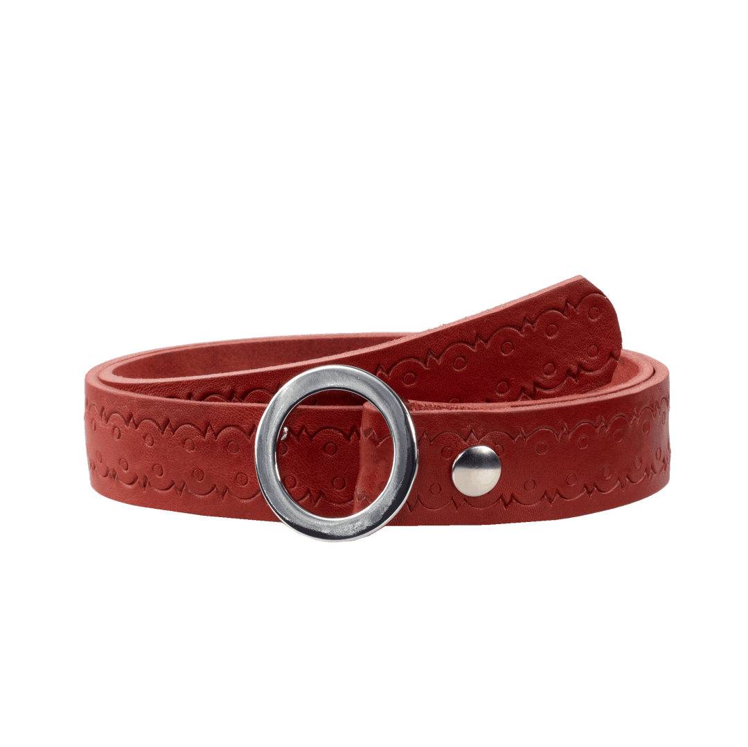 Ledergürtel 3,5cm mit Schnalle Ronda rot Lochwelle