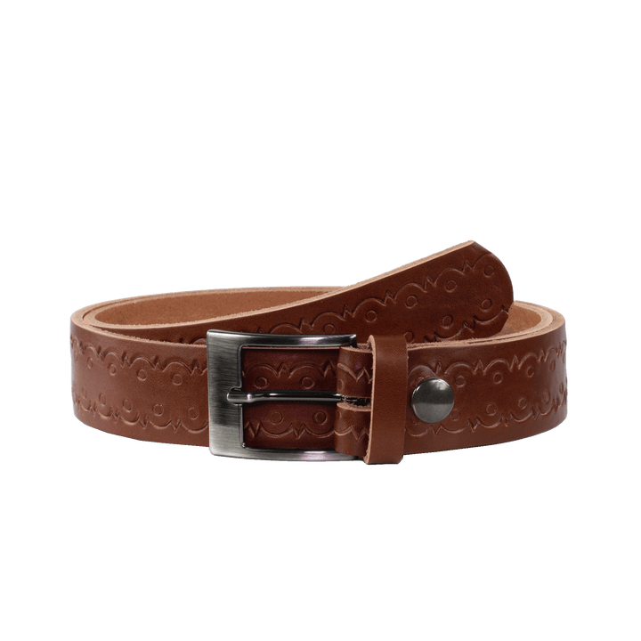 Ledergürtel 3,5cm mit Schnalle Barcelona cognac Lochwelle