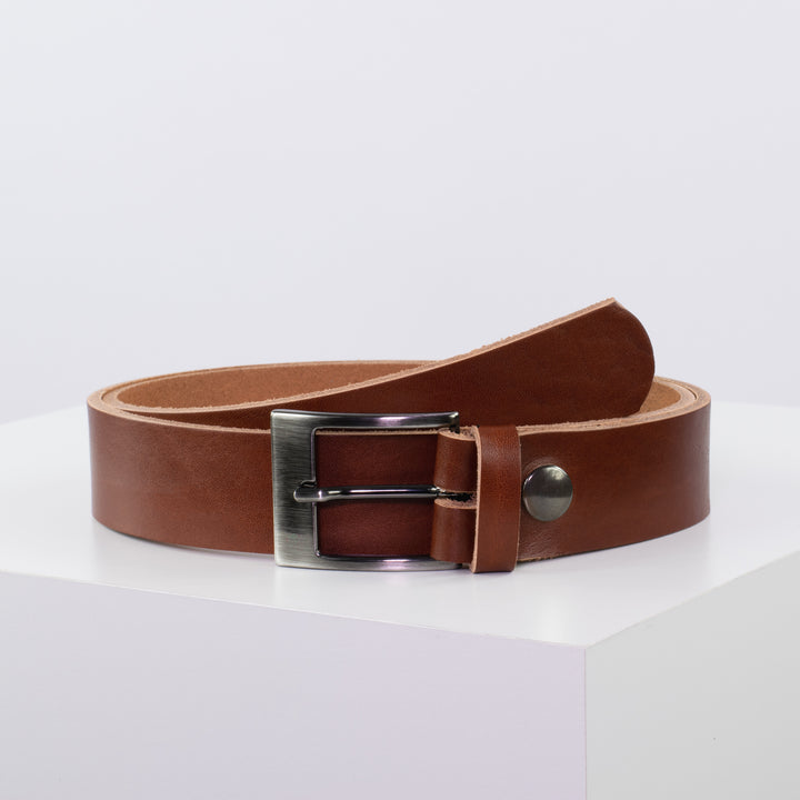 Ledergürtel 3,5cm mit Schnalle Barcelona cognac ohne Muster