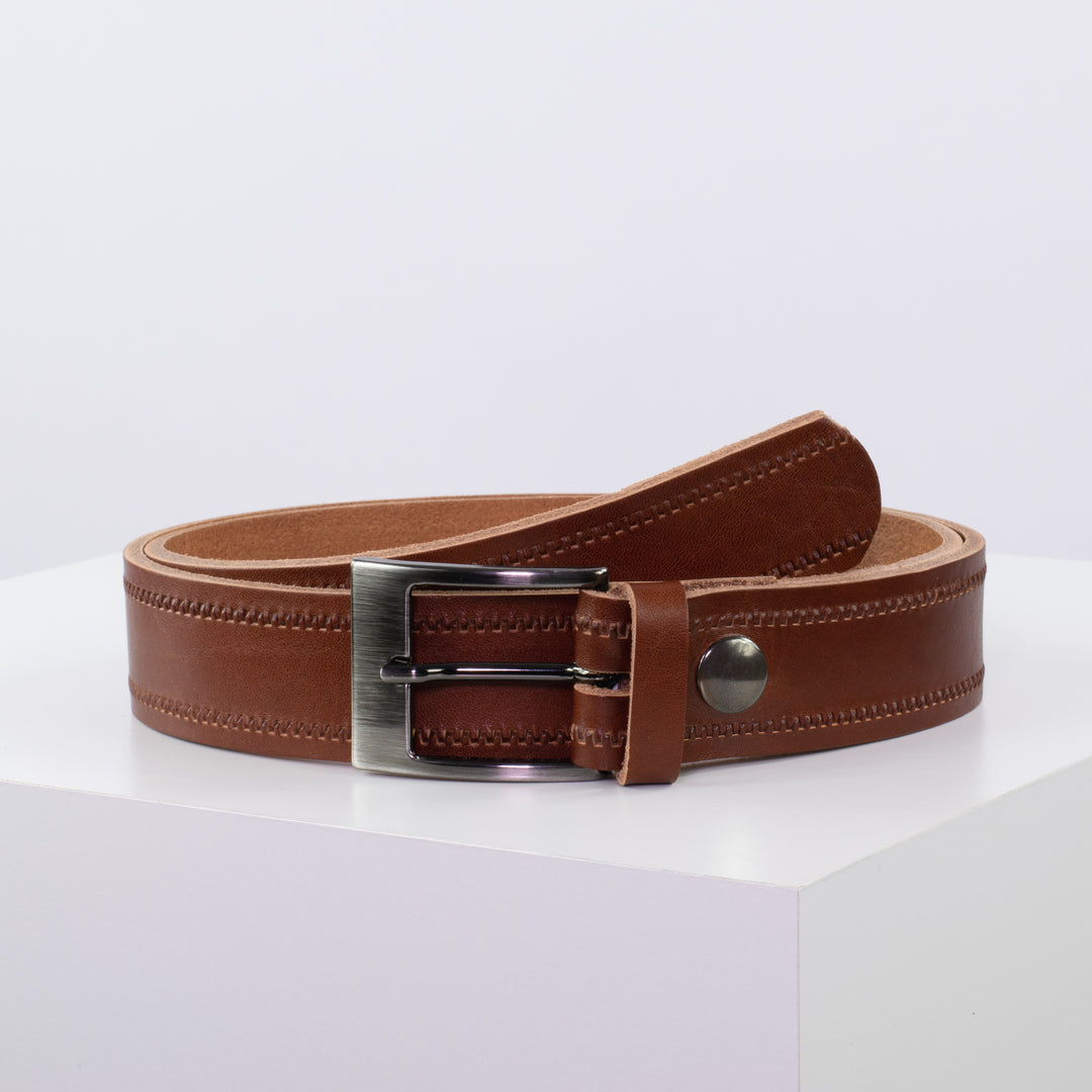 Ledergürtel 3,5cm mit Schnalle Barcelona cognac Reißverschluss