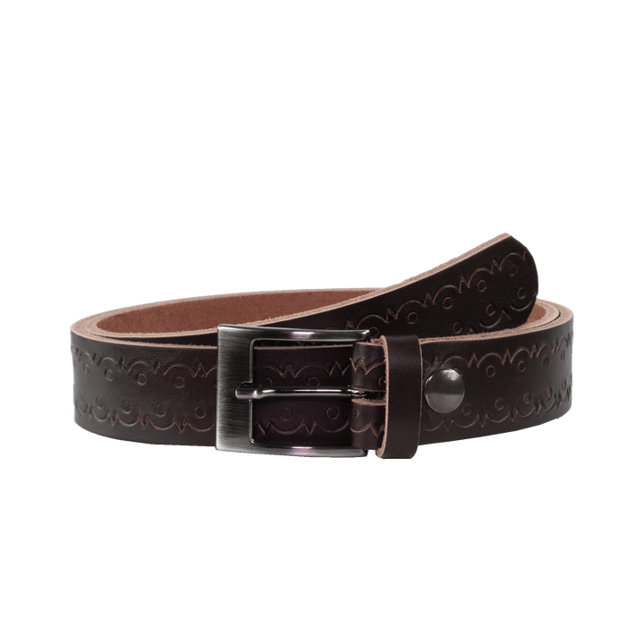 Ledergürtel 3,5cm mit Schnalle Barcelona dunkelbraun Lochwelle