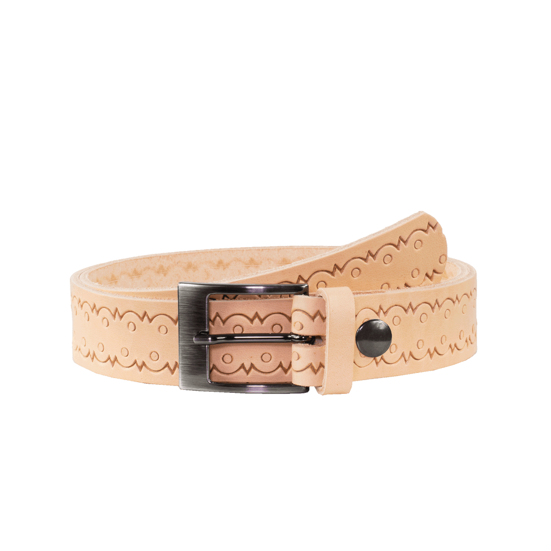 Ledergürtel 3,5cm mit Schnalle Barcelona natur Lochwelle
