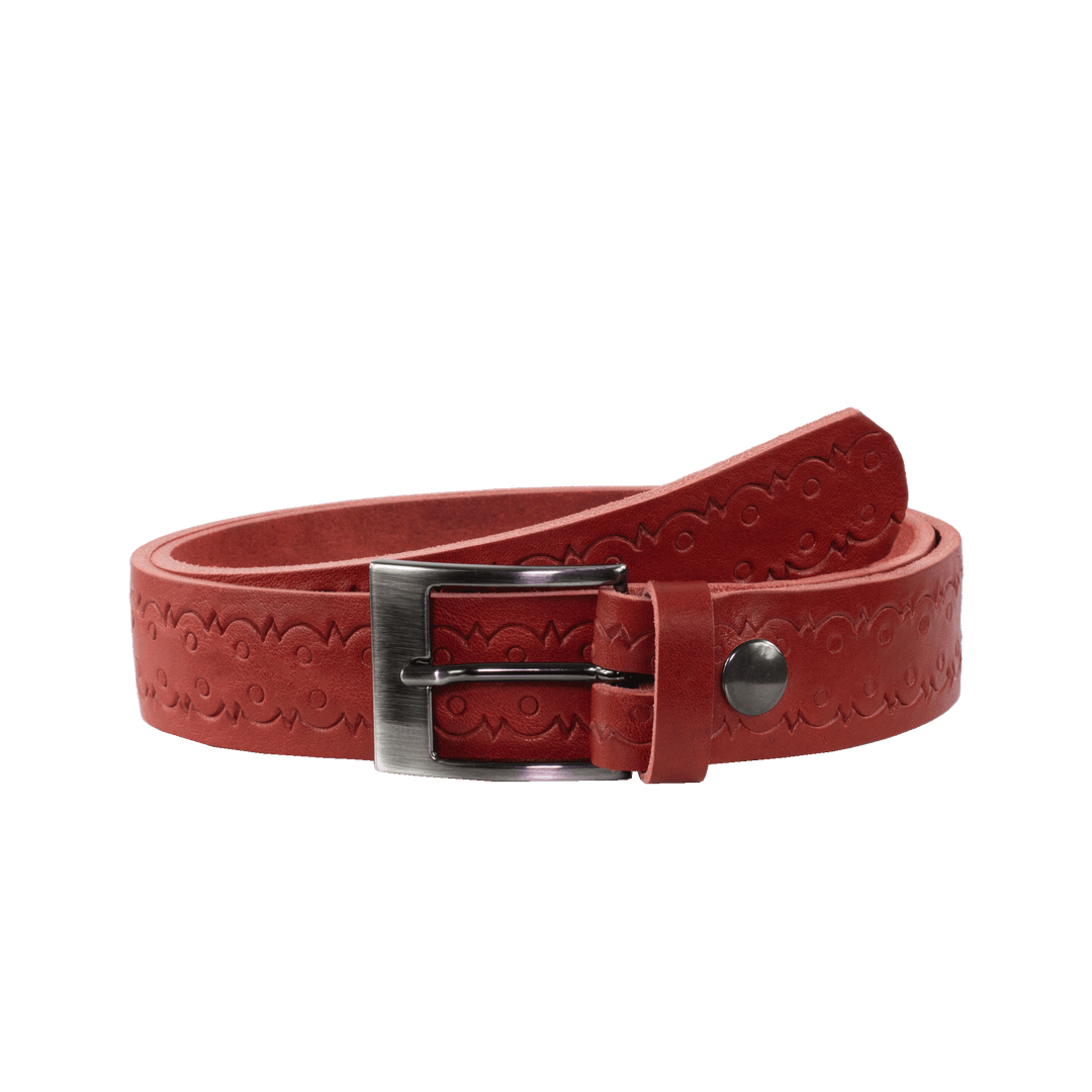 Ledergürtel 3,5cm mit Schnalle Barcelona rot Lochwelle