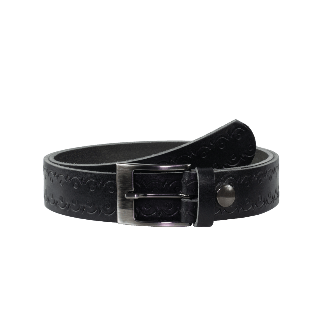 Ledergürtel 3,5cm mit Schnalle Barcelona schwarz Lochwelle