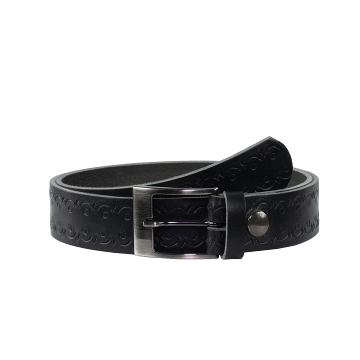 Ledergürtel 3,5cm mit Schnalle Barcelona schwarz Lochwelle