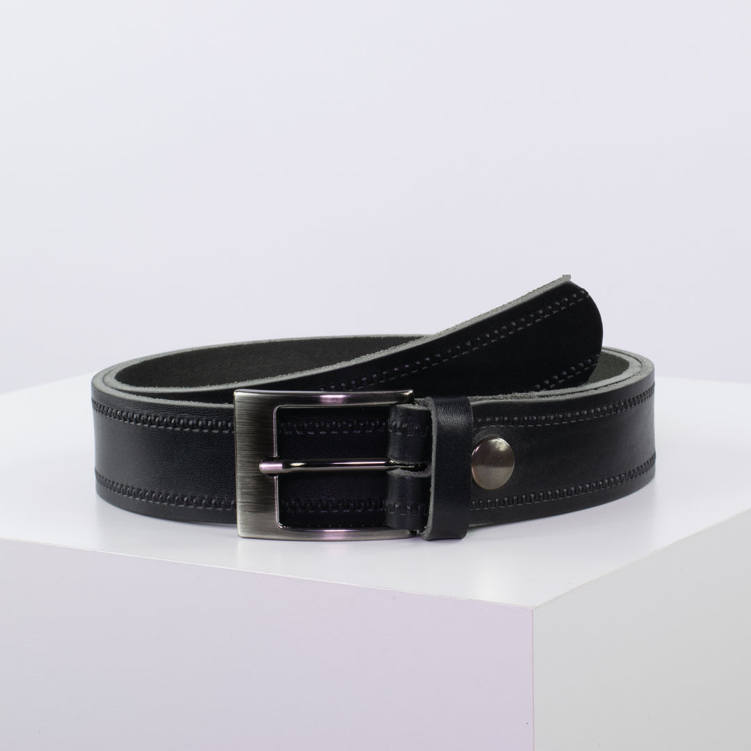 Ledergürtel 3,5cm mit Schnalle Barcelona schwarz Reißverschluss