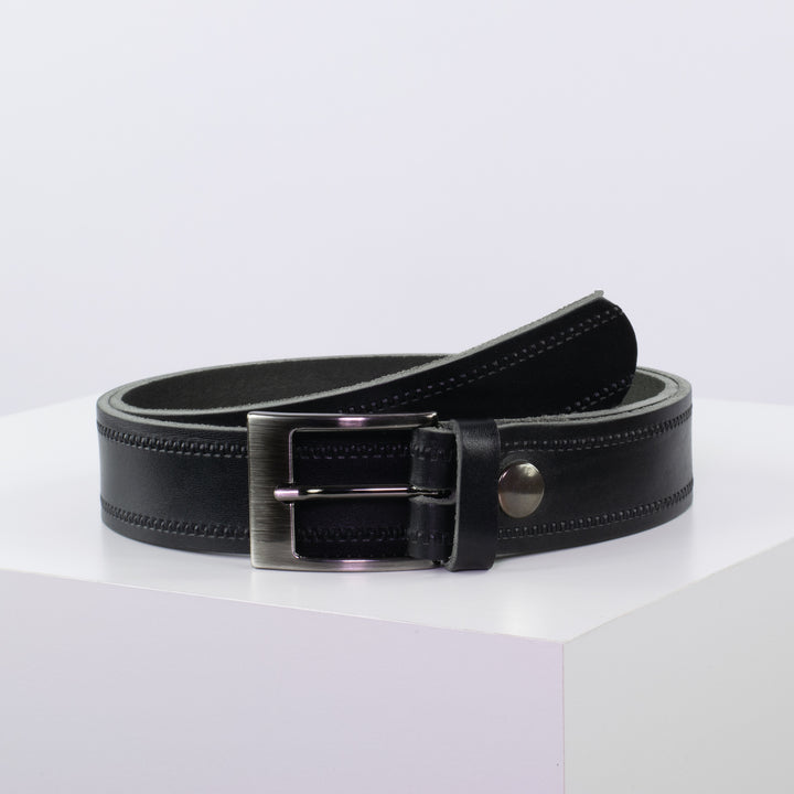 Ledergürtel 3,5cm mit Schnalle Barcelona schwarz Reißverschluss