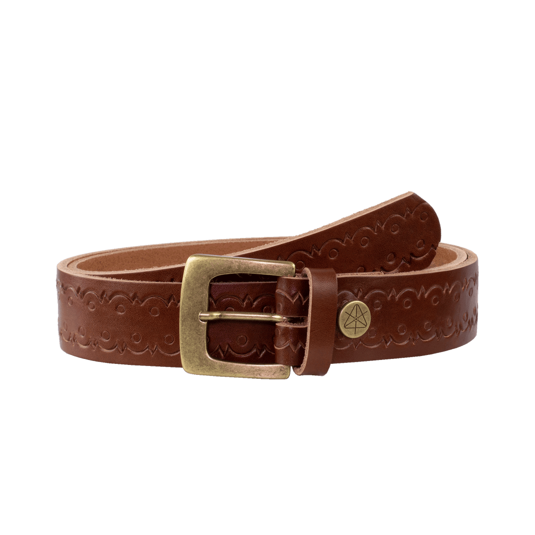 Ledergürtel 3,5cm mit Schnalle Madrid messing cognac Lochwelle