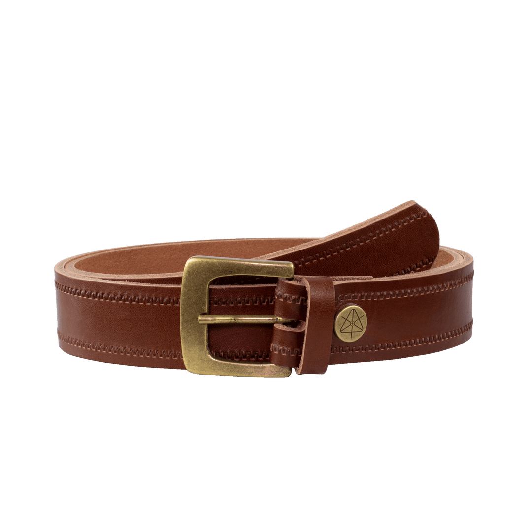 Ledergürtel 3,5cm mit Schnalle Madrid messing cognac Reißverschluss