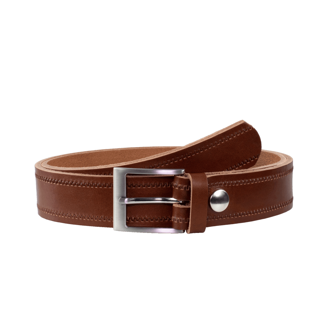 Ledergürtel 3,5cm mit Schnalle New York cognac Reißverschluss