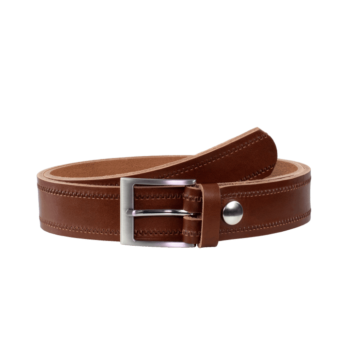 Ledergürtel 3,5cm mit Schnalle New York cognac Reißverschluss