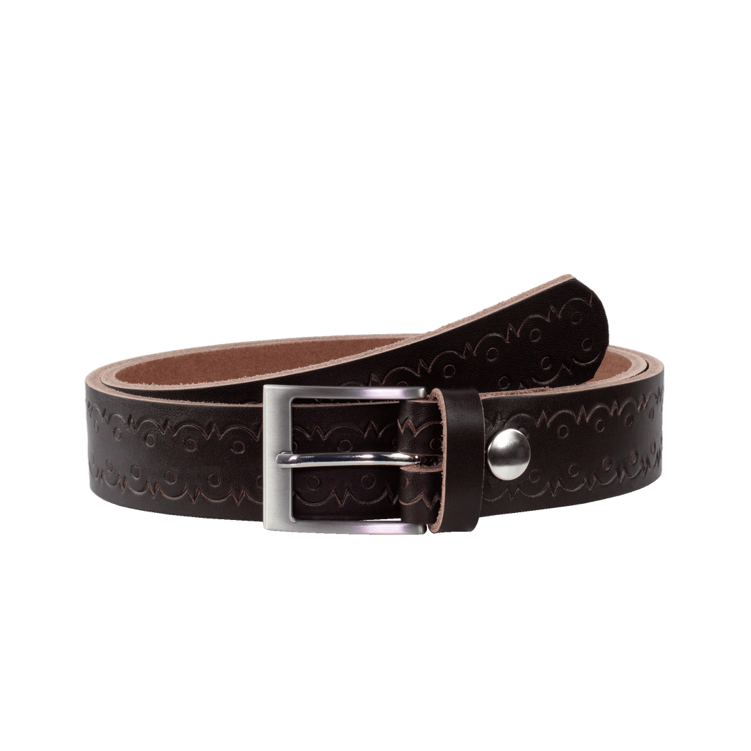 Ledergürtel 3,5cm mit Schnalle New York dunkelbraun Lochwelle