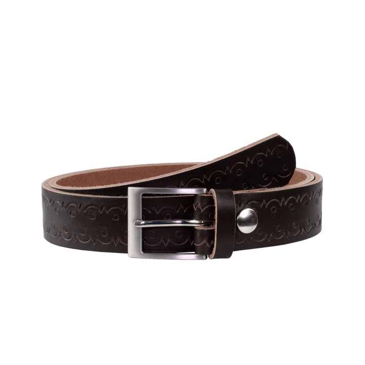 Ledergürtel 3,5cm mit Schnalle New York dunkelbraun Lochwelle