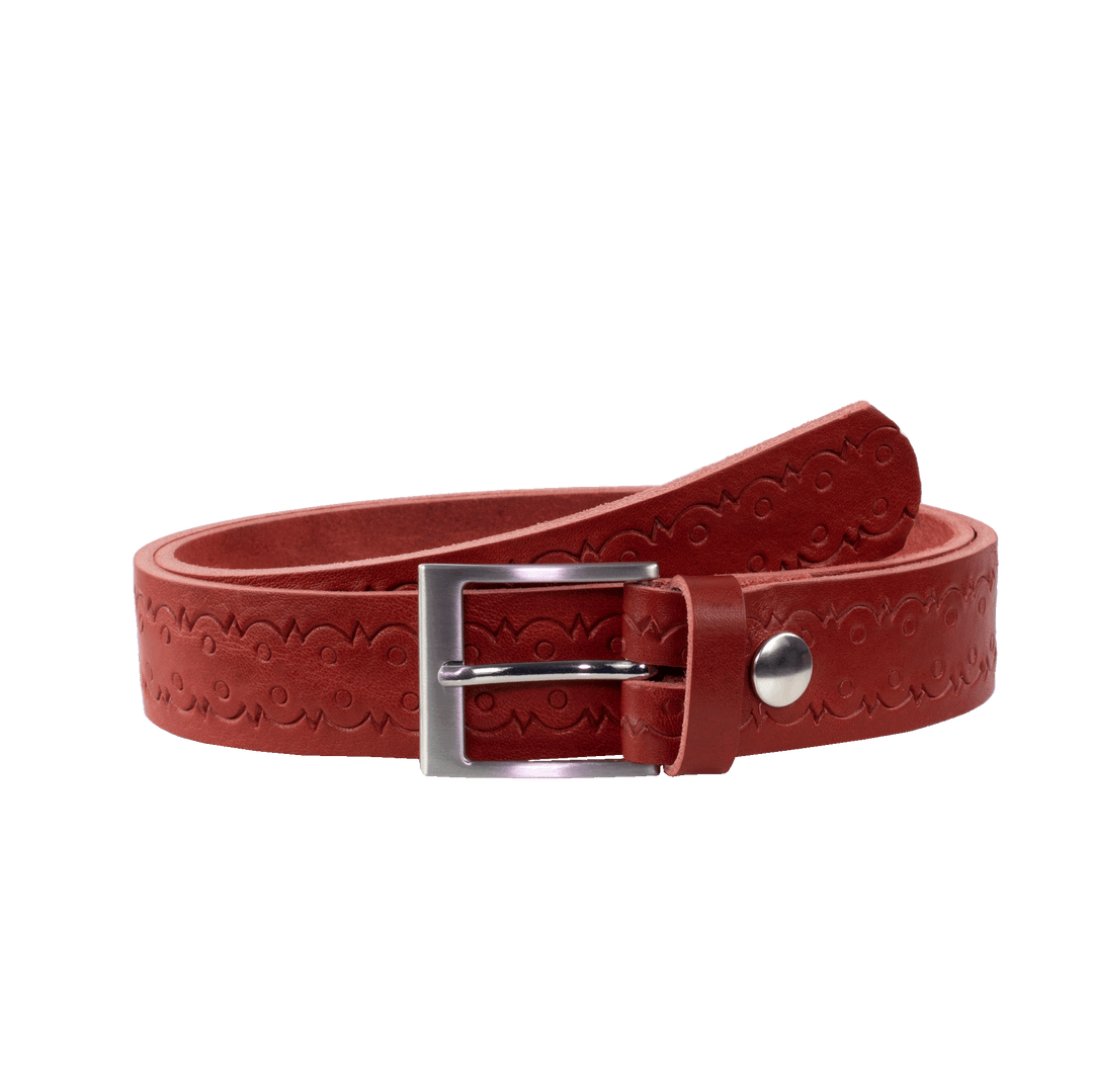 Ledergürtel 3,5cm mit Schnalle New York rot Lochwelle
