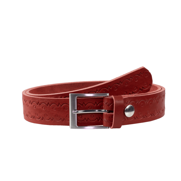 Ledergürtel 3,5cm mit Schnalle New York rot Lochwelle